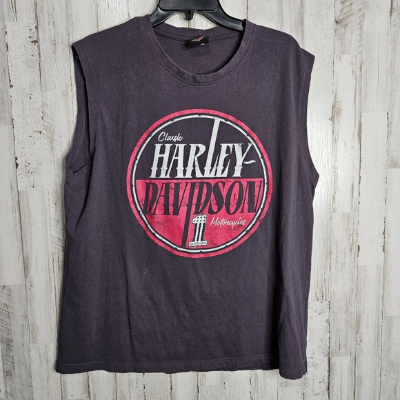 Harley Davidson Classic Motorcycles Sleeveless Gray Graphic T-shirt Size Large - Picture 7 of 8